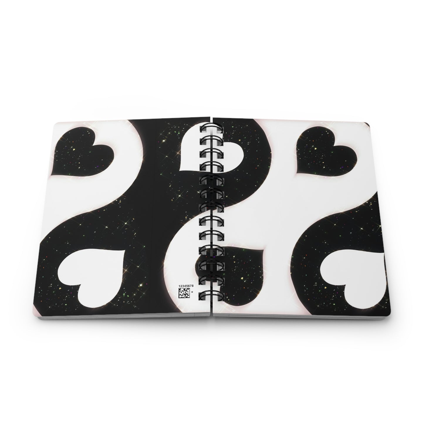 Elegant Black and White Spiral Bound Journal, Heart Design Notebook, Gift for Writers, Creative Journaling, Valentine's Day Gift, Dreams and