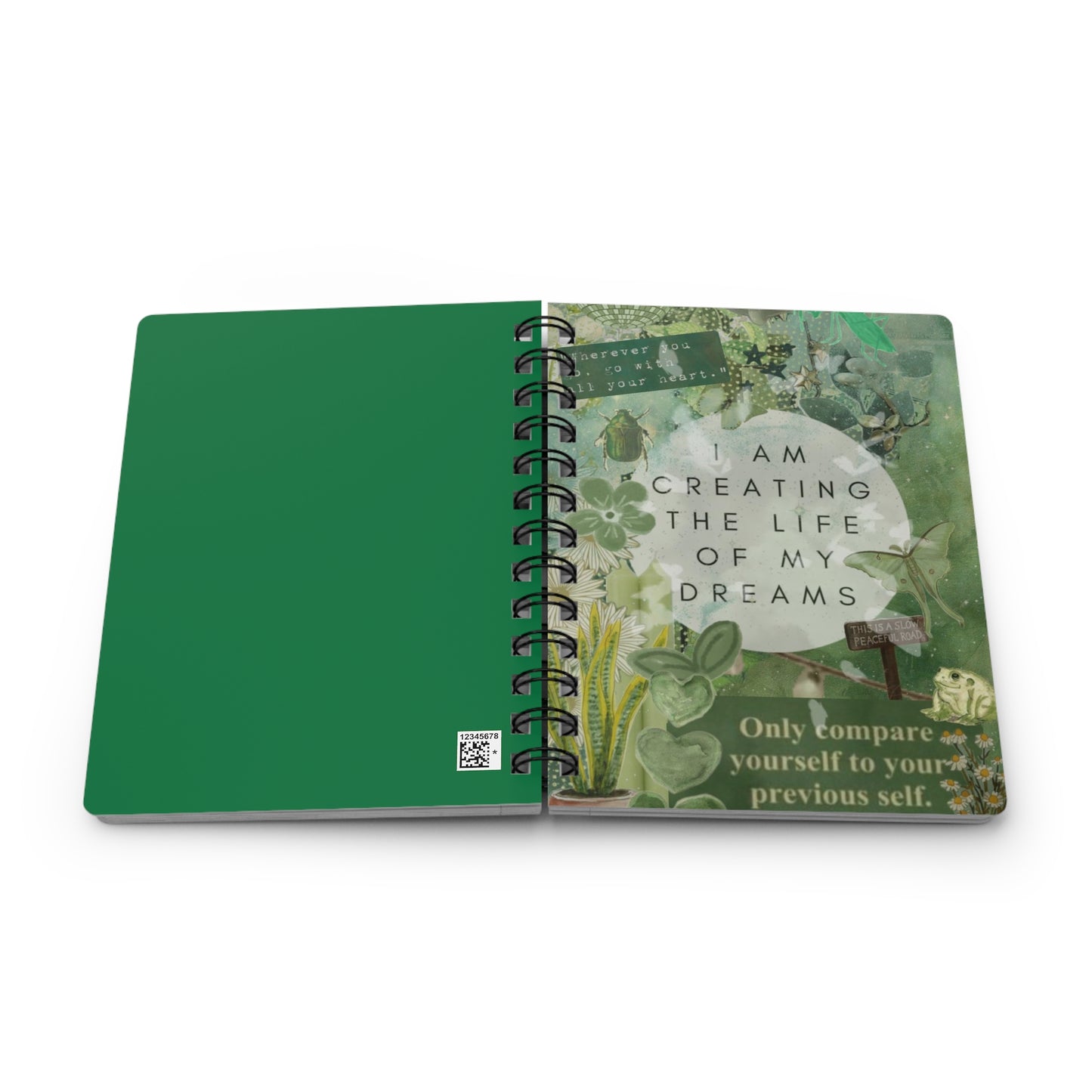 Motivational Spiral Bound Journal - Inspiring Quotes for Dreamers, Affirmation Notebook, Eco-Friendly Journal, Gift for Her, Green Journal