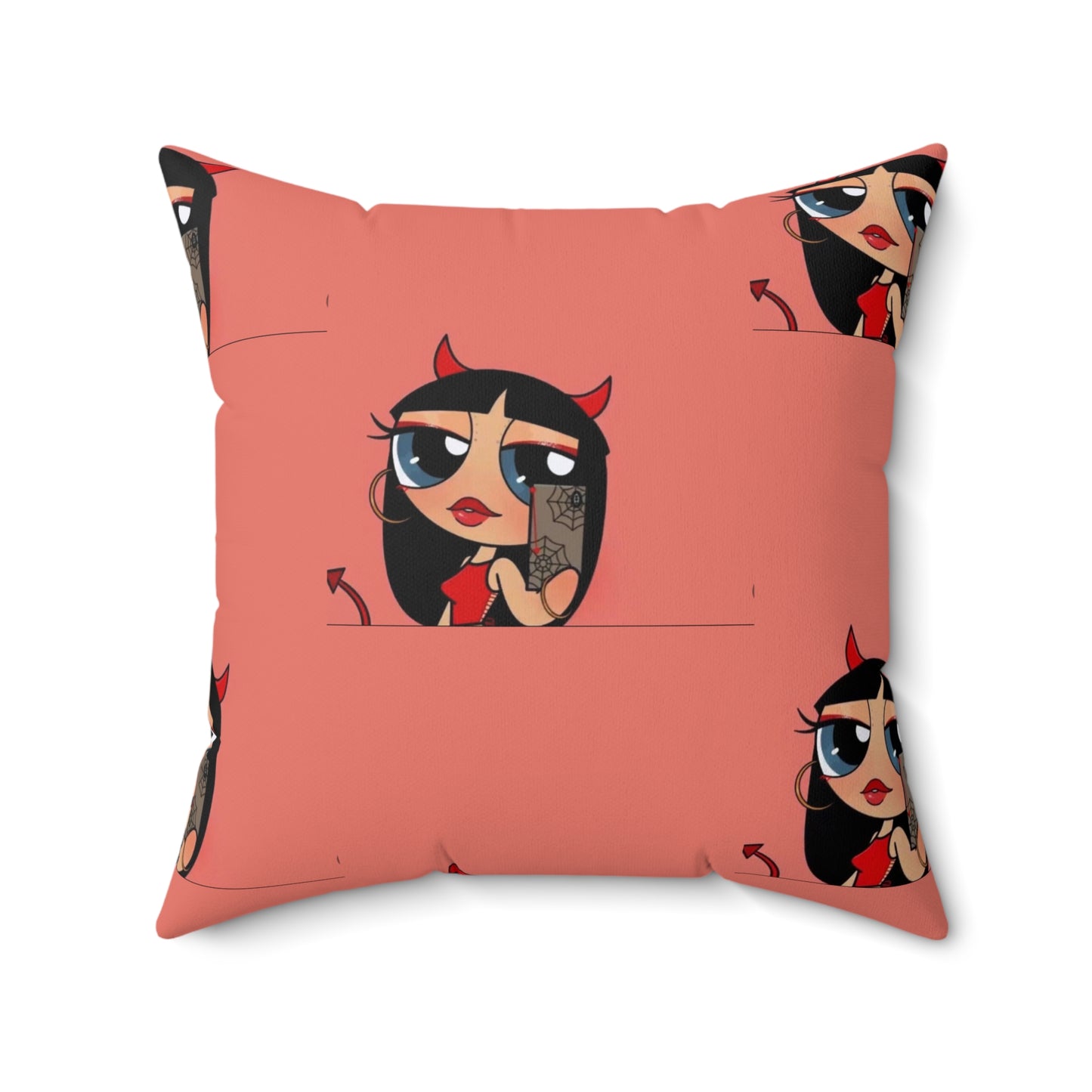 Devilish ImJustAGirl💅🏻🎀🫧~ Faux Suede Square Pillow