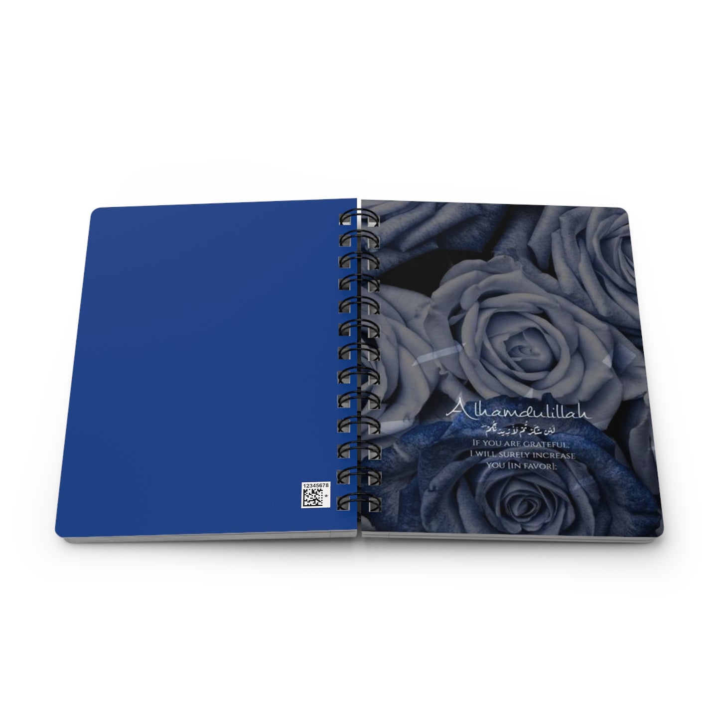 Elegant Spiral Bound Journal with Blue Roses - Perfect for Note Taking, Gratitude, Sketching, Reflection, Gifts
