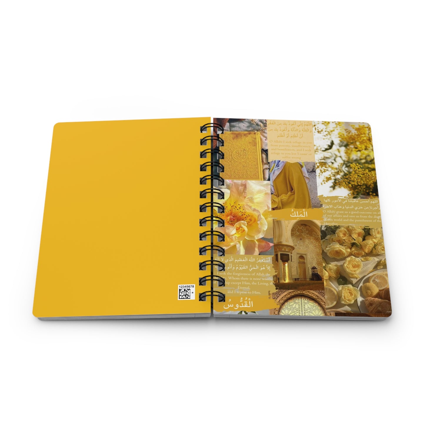 Islamic Arabic Muslimah Yellow Spiral Bound Journal, Islamic Stationery Notebook, Muslim Women Diary, Islamic Gift for Her, Ramadan Journal,