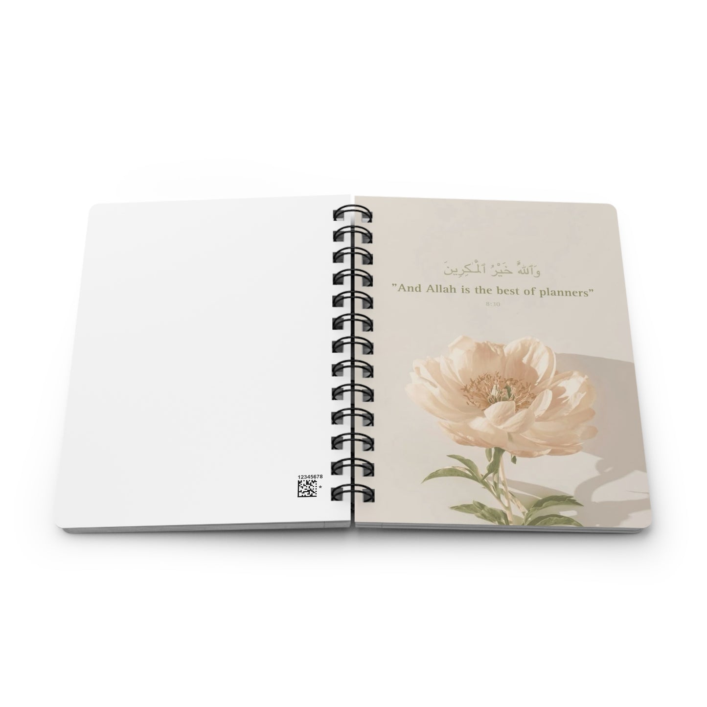 Elegant Spiral Bound Journal - Floral Cover, Inspirational Planner, Gift for Muslims, Daily Journal, Ramadan, Self-Care Diary