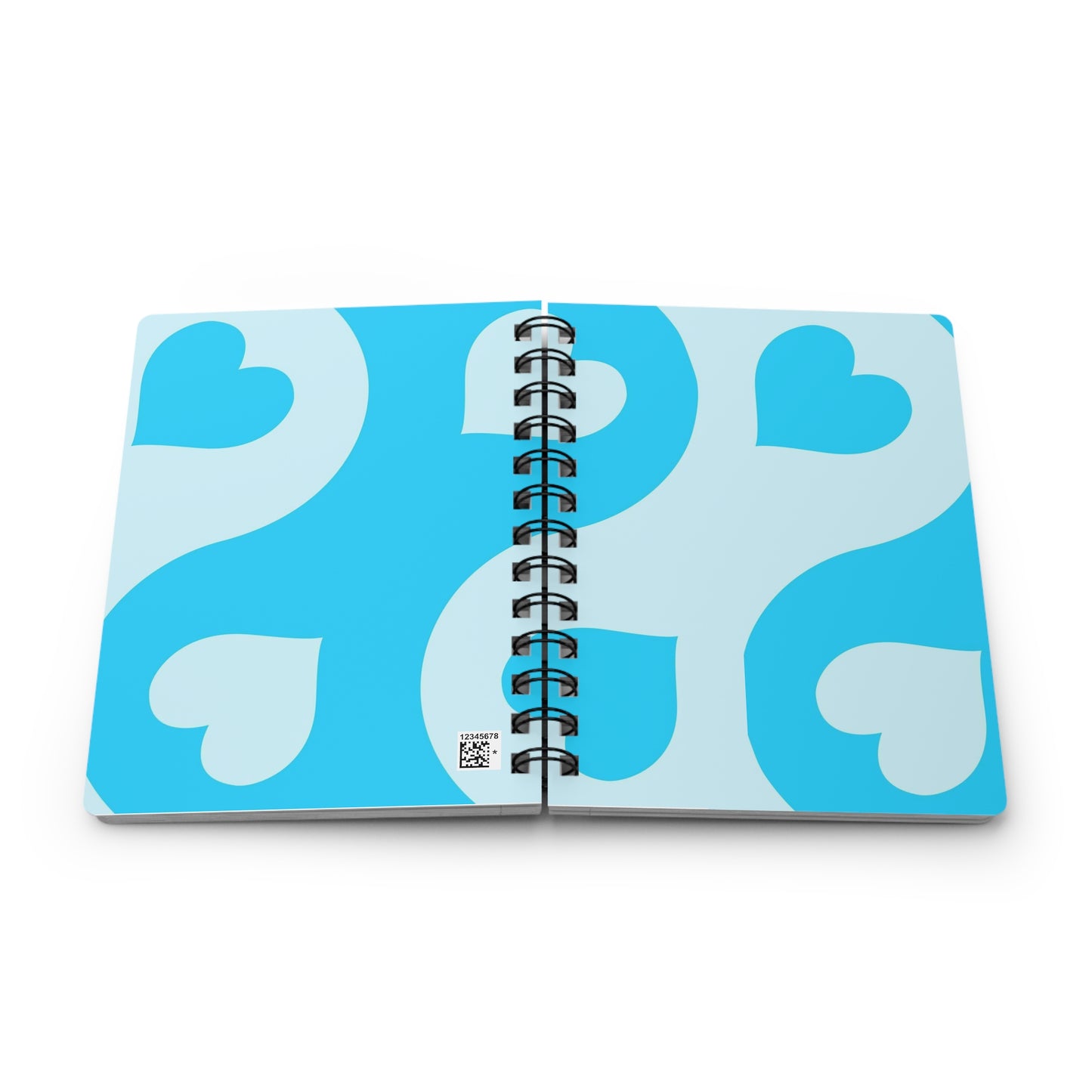Light Blue Hearts Spiral Bound Journal - Cute Notebook for Writing, Sketching, Planner, School Supplies, Gift for Stationery Lover
