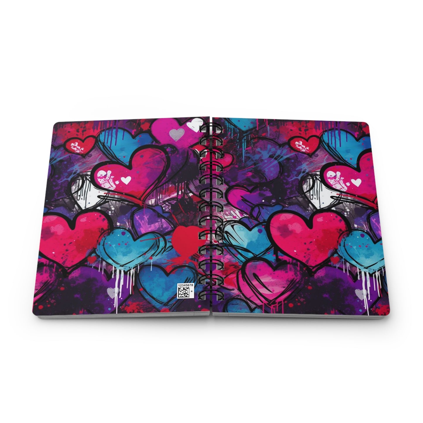 Colorful Heart Spiral Bound Journal, Love Notebook, Cute Gift for Valentine's Day, Art Journal, Doodle Book, Creative Writing