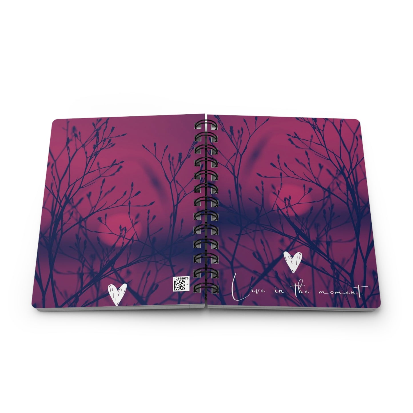 Live in the Moment Spiral Bound Journal, Inspirational Writing Notebook, Gift for Writers, Nature Lover Diary, Self-Care Journal,