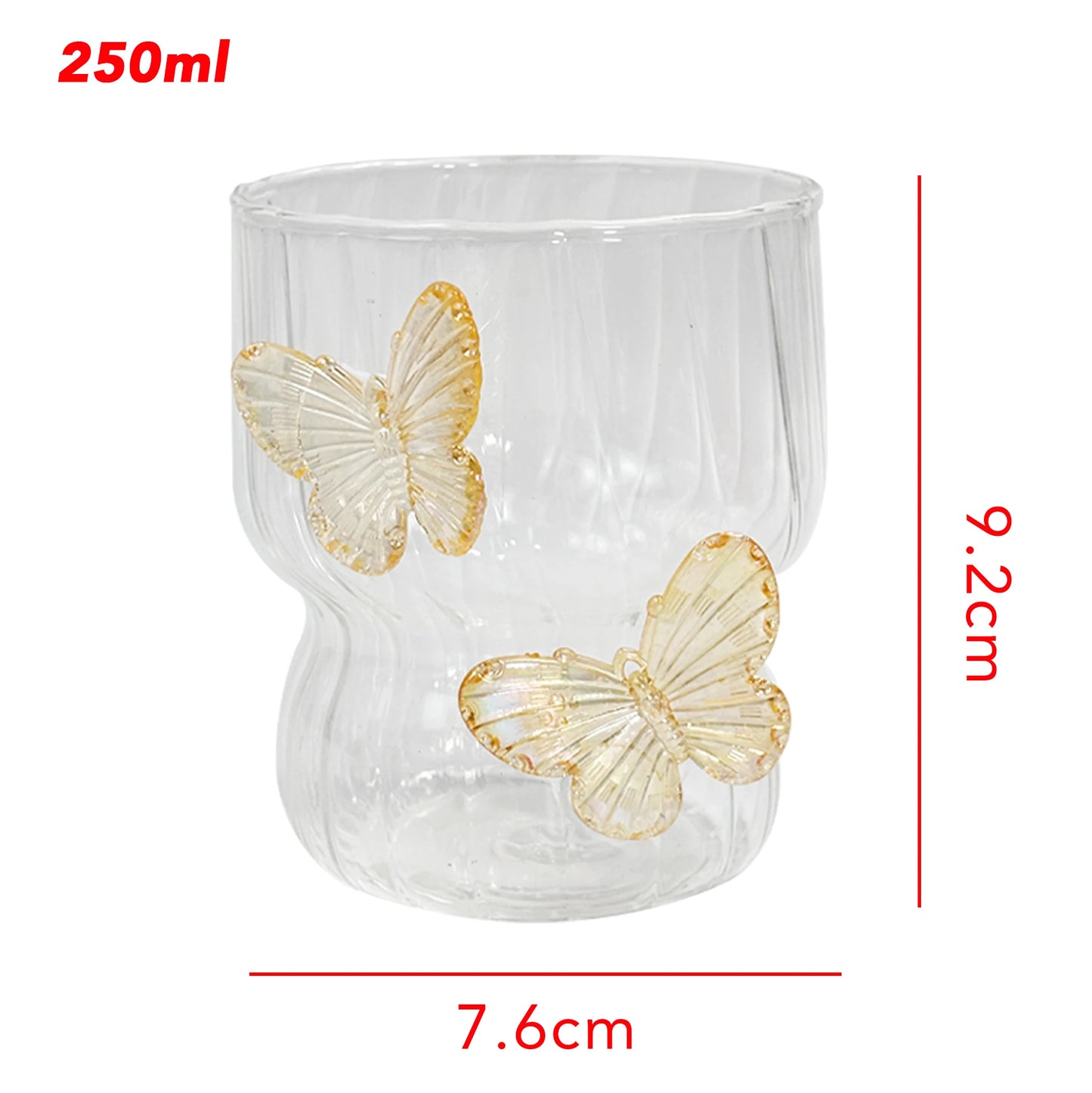 Coquette Cute Pink Butterfly Glass Cups Aesthetic Tumbler for Teens Women for Iced Coffee Home Party Office Anthropology Gift