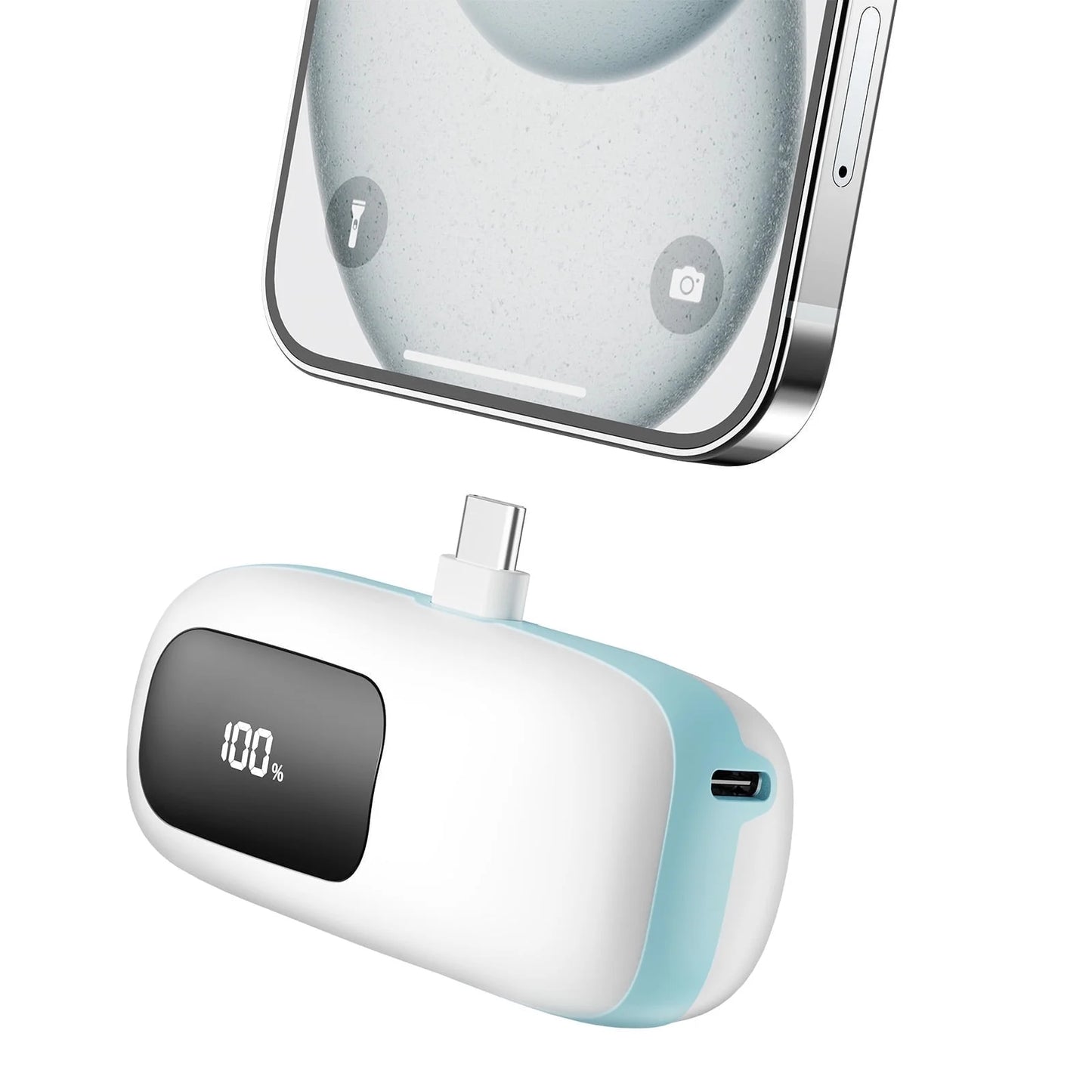 Portable Charger 5000Mah Power Bank USB-C, LCD Display Battery Pack Compatible with Iphone16/15 Series, Android, Samsung, Pixel, Blue