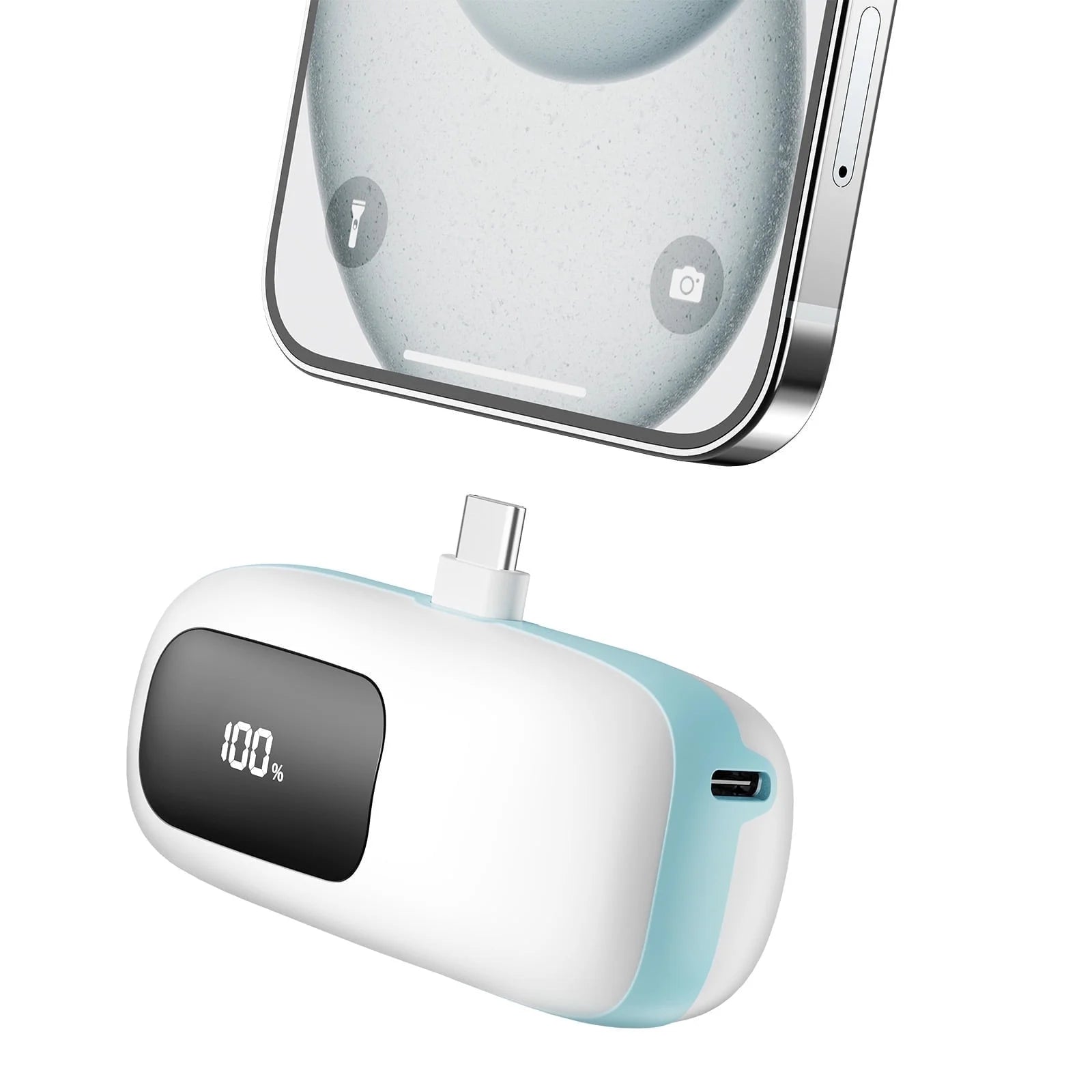 Portable Charger 5000Mah Power Bank USB-C, LCD Display Battery Pack Compatible with Iphone16/15 Series, Android, Samsung, Pixel, Blue