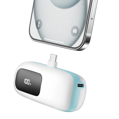 Portable Charger 5000Mah Power Bank USB-C, LCD Display Battery Pack Compatible with Iphone16/15 Series, Android, Samsung, Pixel, Blue