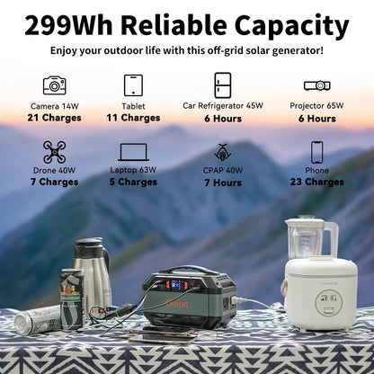 Portable Power Station 330W, 299Wh Charging Station for Home Backup, Outdoor, Emergency Use