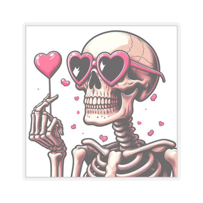 Pink Heart Skeleton Valentines Day Kiss-Cut Stickers, Love Sticker, Romantic Decal, Heart Skeletons, Valentine's Gift Wrap, Cute Planner