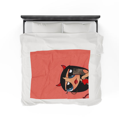Devilish ImJustAGirl💅🏻🎀🫧~ Velveteen Plush Blanket