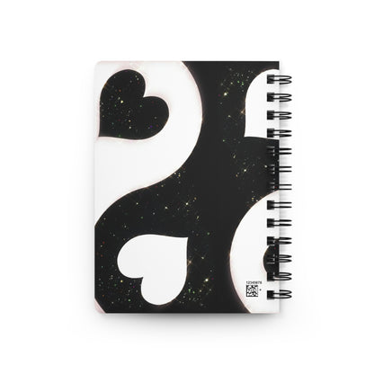 Elegant Black and White Spiral Bound Journal, Heart Design Notebook, Gift for Writers, Creative Journaling, Valentine's Day Gift, Dreams and