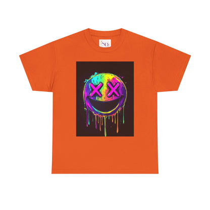 Colorful Graffiti Smiley Face Tee, Casual T-Shirt, Gift for Friends, Streetwear Style, Festival Attire, Fun Graphic Tee