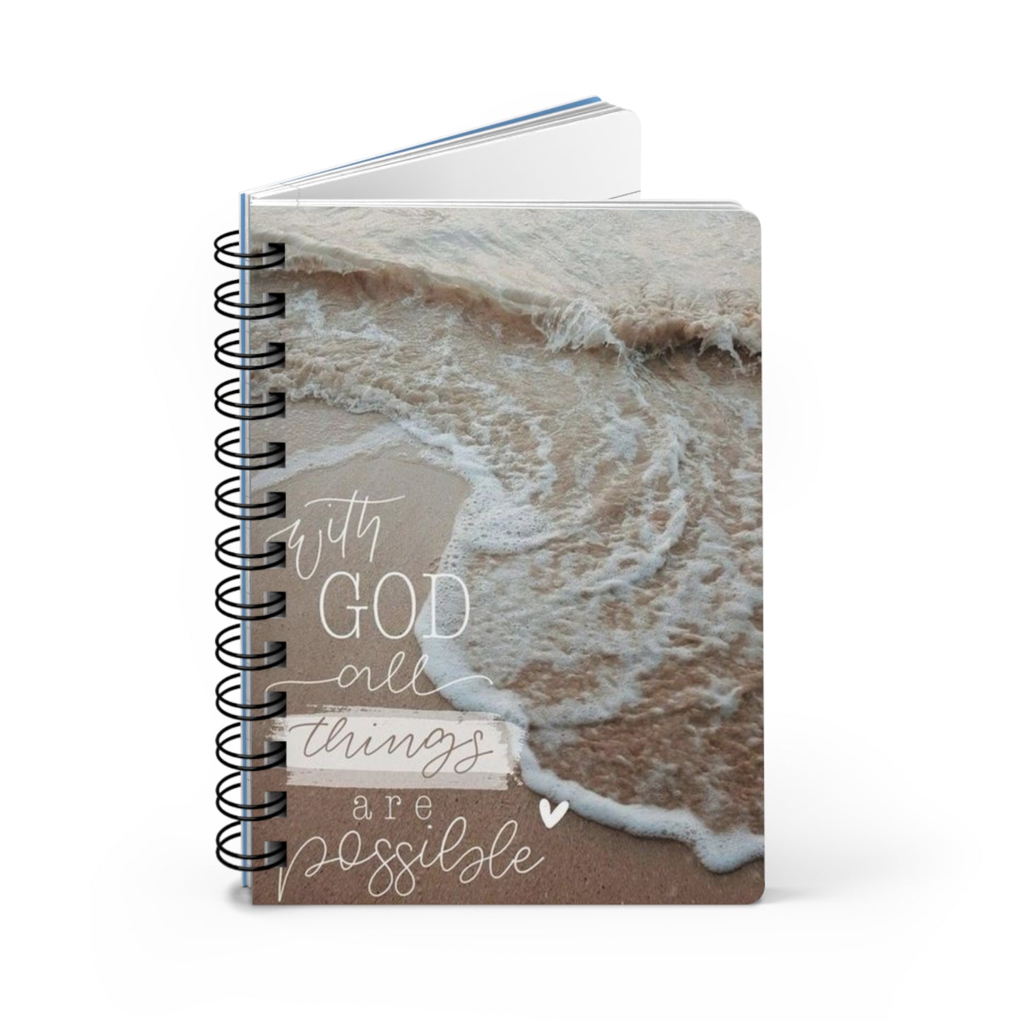 Inspirational Spiral Bound Journal - Beach Waves Design, Motivational Notebook, Daily Planner, Gift for Students, Faith Journal, Self-Care