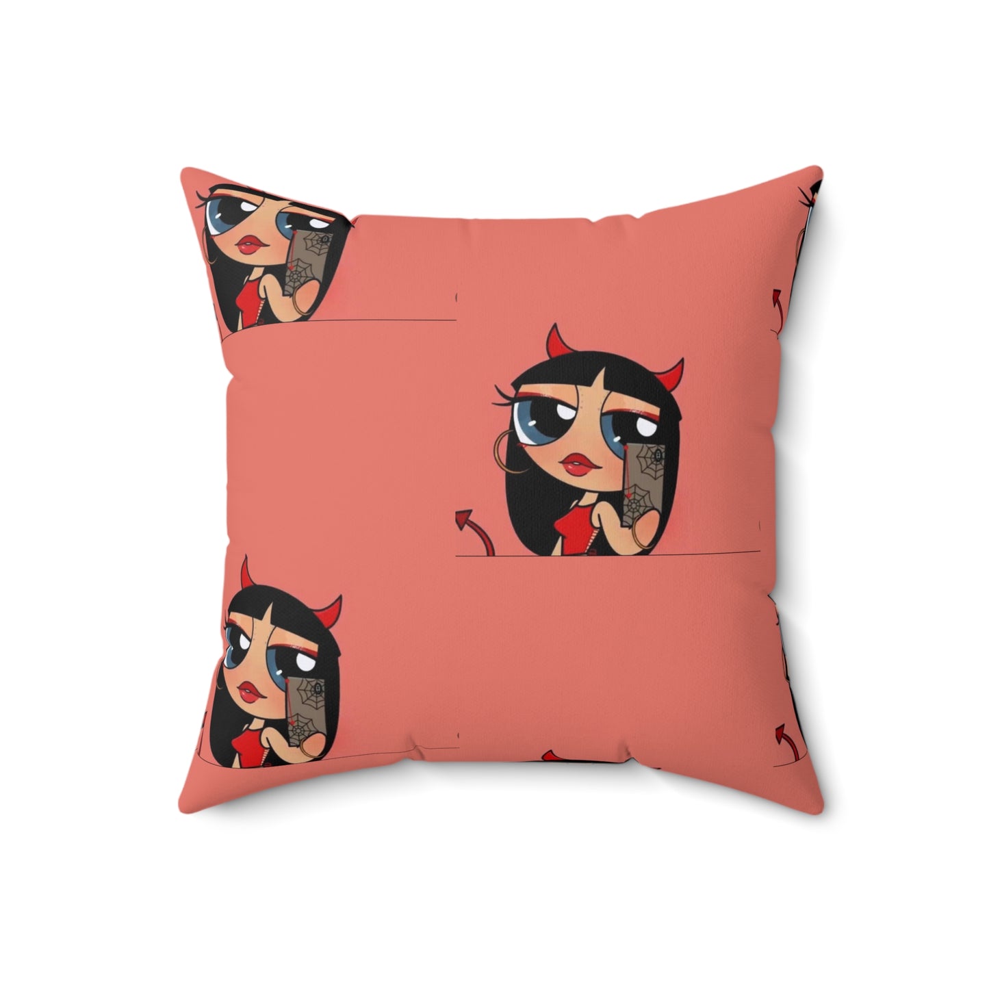 Devilish ImJustAGirl💅🏻🎀🫧~ Faux Suede Square Pillow