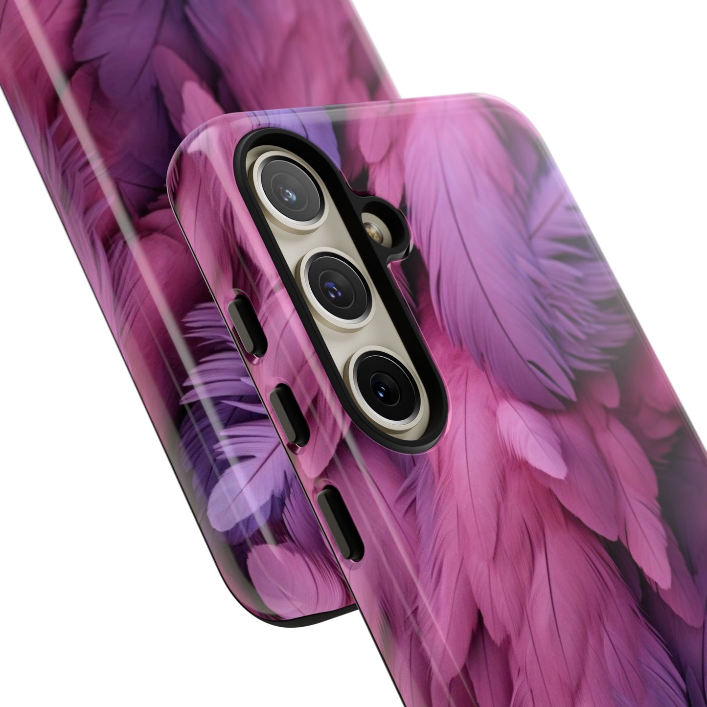 "Rebranding Into A New Badder Bitch" Pink/Purple Feathered Tough Cases