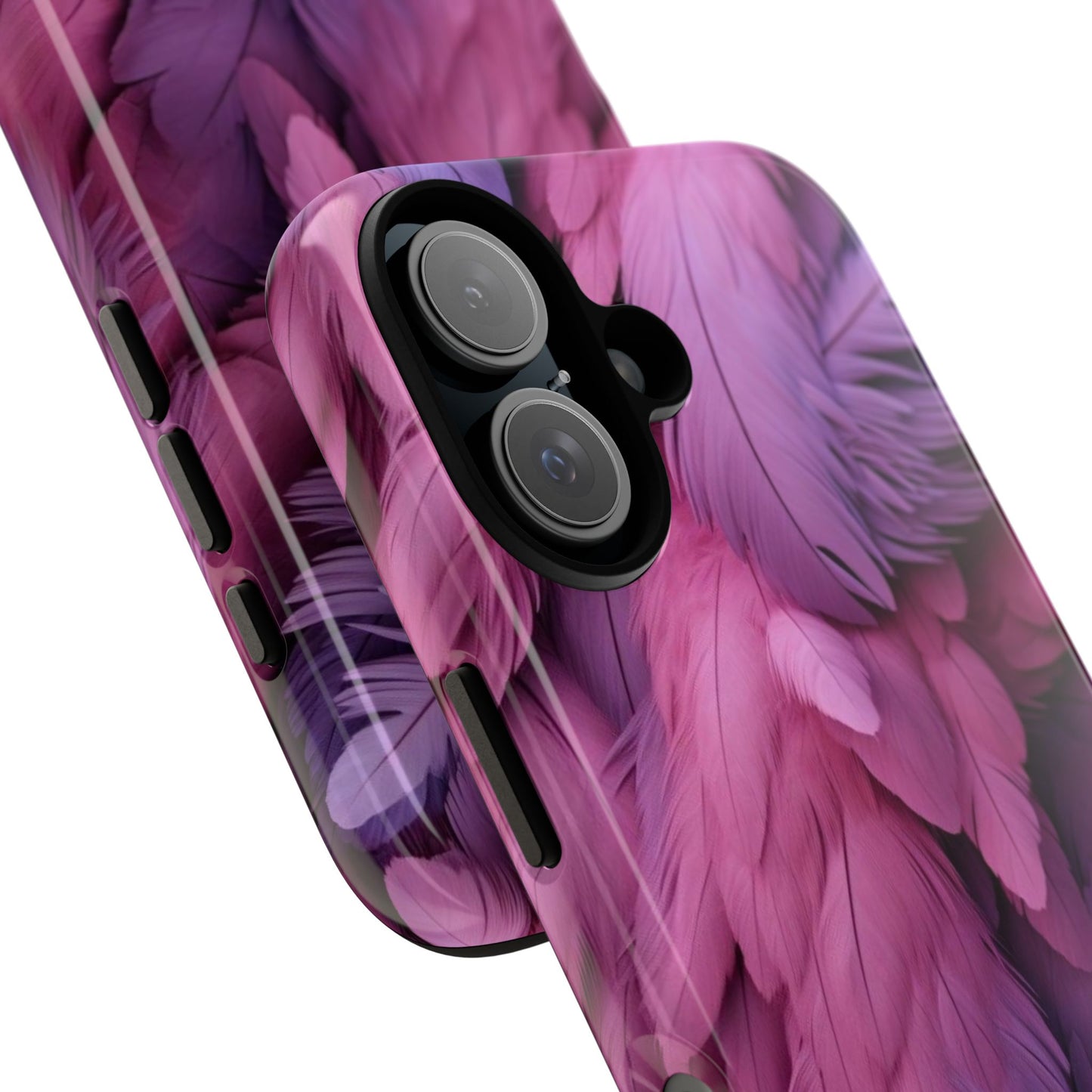 "Rebranding Into A New Badder Bitch" Pink/Purple Feathered Tough Cases