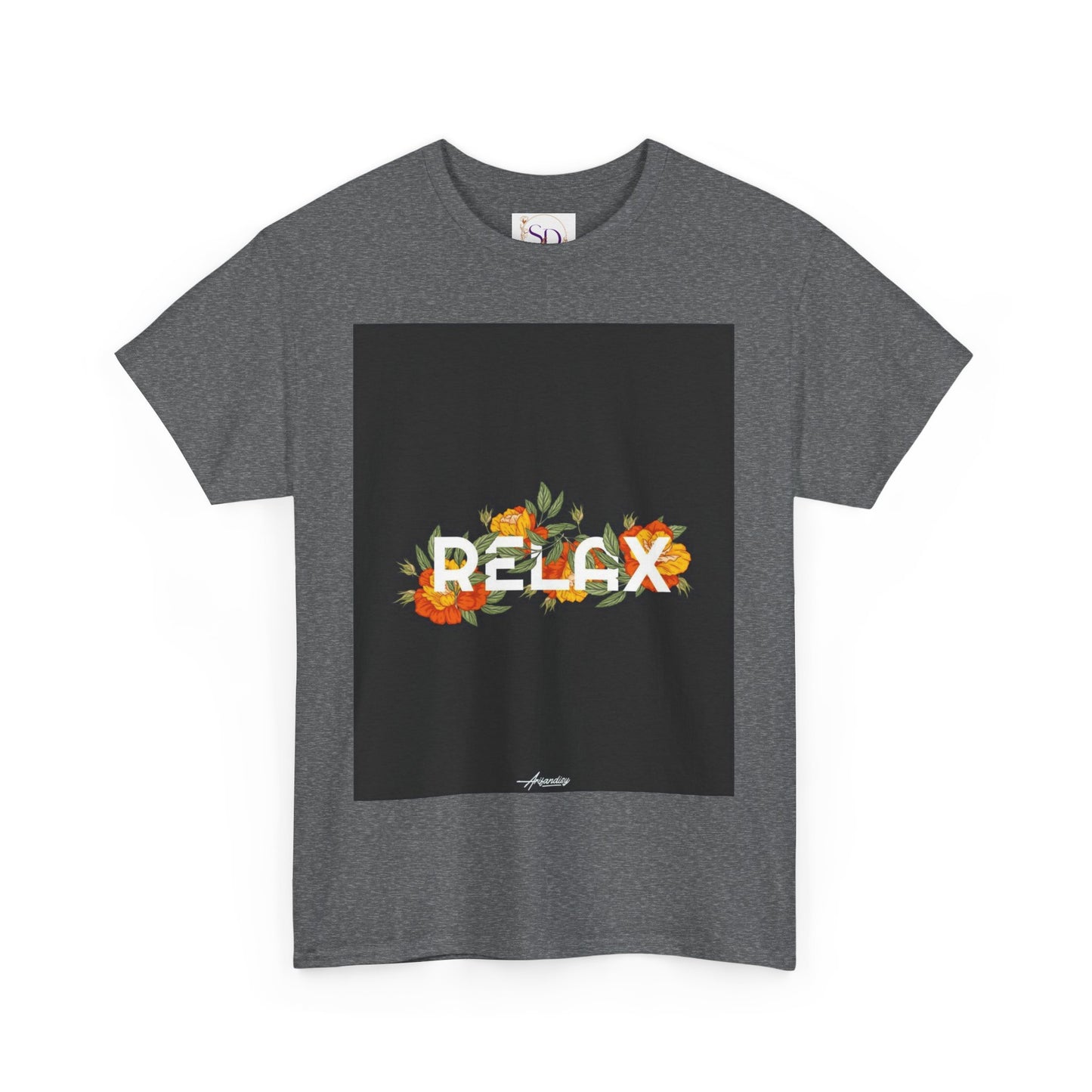 Relax Floral Unisex Heavy Cotton Tee, Casual Wear, Gift for Her, Comfortable T-Shirt, Summer Style, Relaxation Tee, Birthday Gift