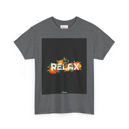 Relax Floral Unisex Heavy Cotton Tee, Casual Wear, Gift for Her, Comfortable T-Shirt, Summer Style, Relaxation Tee, Birthday Gift