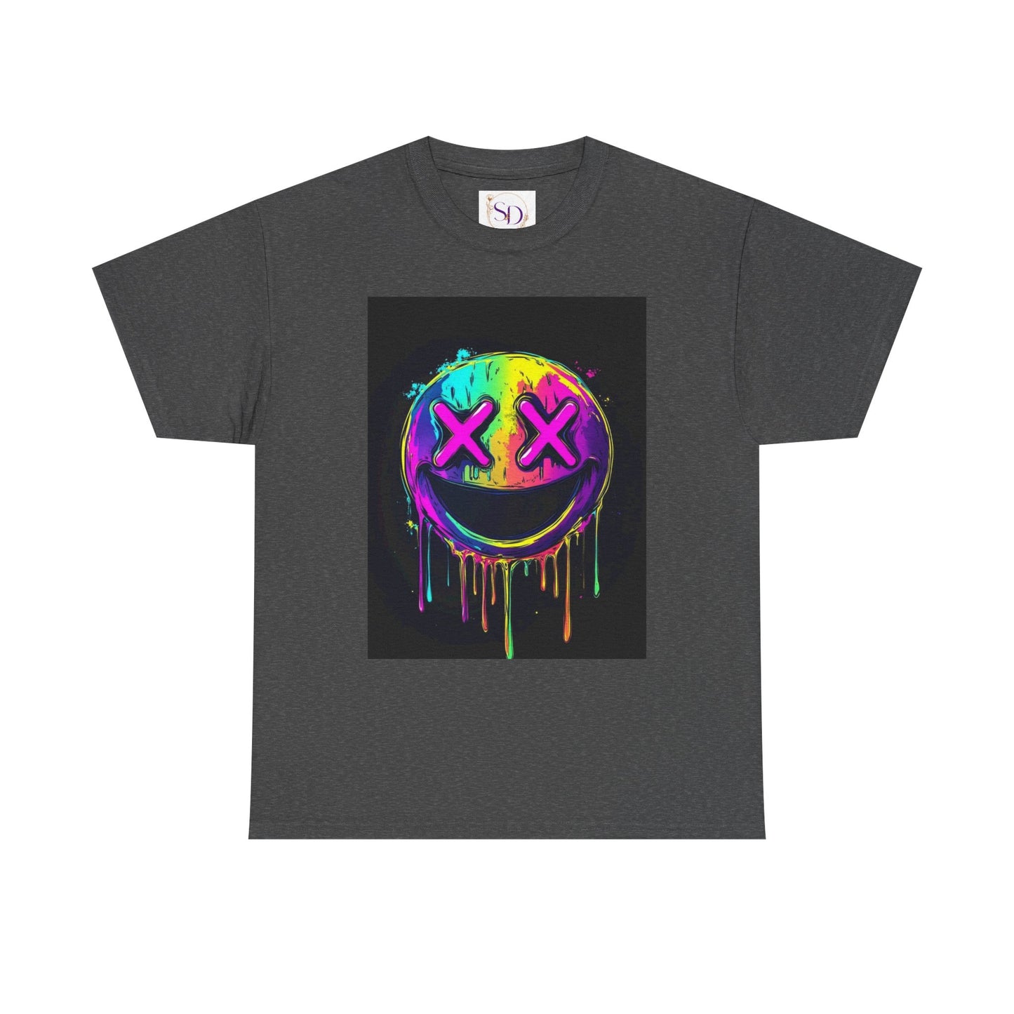 Colorful Graffiti Smiley Face Tee, Casual T-Shirt, Gift for Friends, Streetwear Style, Festival Attire, Fun Graphic Tee