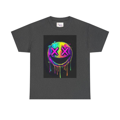 Colorful Graffiti Smiley Face Tee, Casual T-Shirt, Gift for Friends, Streetwear Style, Festival Attire, Fun Graphic Tee