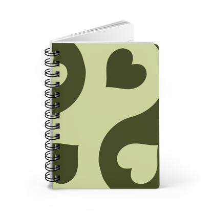 Green Heart Spiral Bound Journal - Cute Writing Notebook, Gift for Students, Daily Planner, Eco-Friendly Notebook, Creative Journal