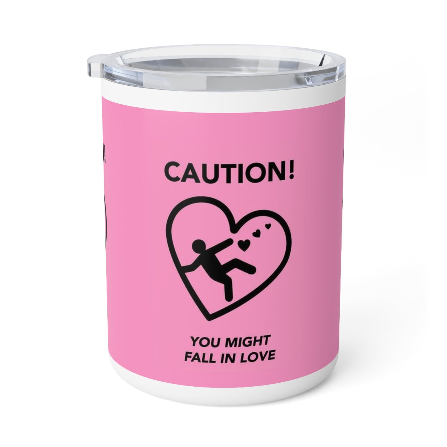 Pink Valentine's Day "Caution You Might Fall In Love" Insulated Mug