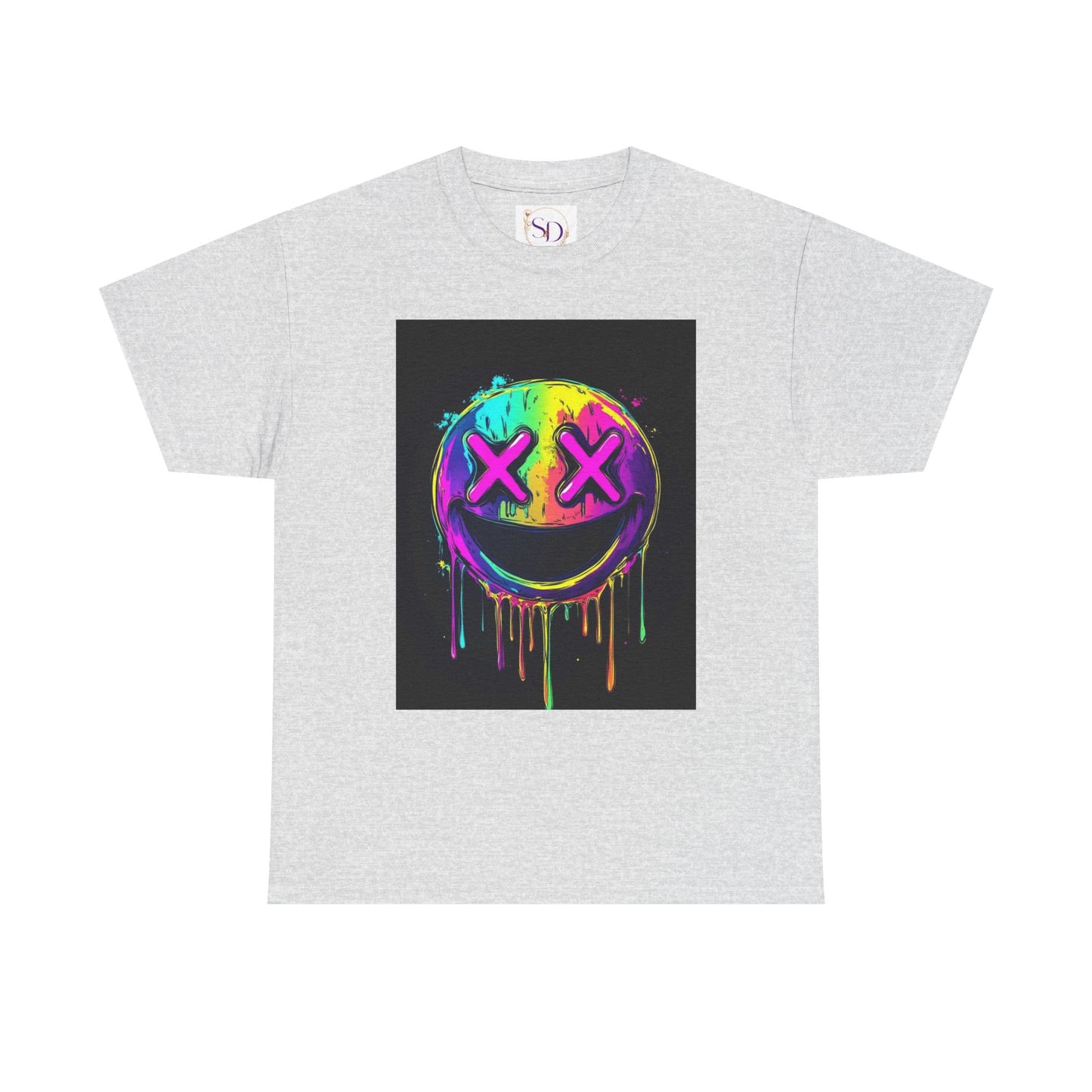 Colorful Graffiti Smiley Face Tee, Casual T-Shirt, Gift for Friends, Streetwear Style, Festival Attire, Fun Graphic Tee
