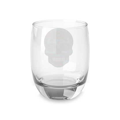 Skull Floral Whiskey Glass, Decorative Drinkware for Home Bar, Gift for Him, Unique Cocktail Glass, Day of the Dead Decor