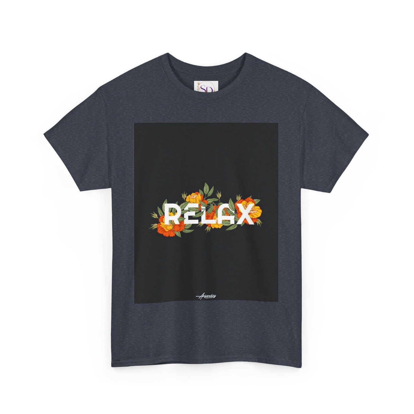 Relax Floral Unisex Heavy Cotton Tee, Casual Wear, Gift for Her, Comfortable T-Shirt, Summer Style, Relaxation Tee, Birthday Gift
