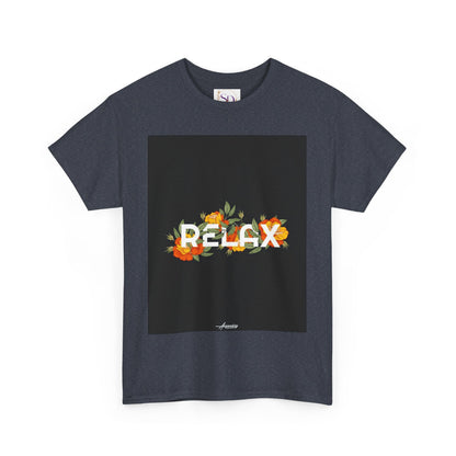 Relax Floral Unisex Heavy Cotton Tee, Casual Wear, Gift for Her, Comfortable T-Shirt, Summer Style, Relaxation Tee, Birthday Gift