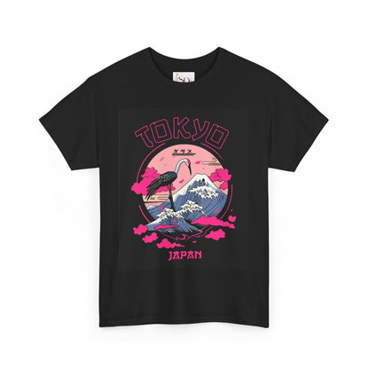 Tokyo Vintage Graphic Tee, Unisex Heavy Cotton Shirt, Japan Travel Gift, Streetwear Style, Pink & Black Design