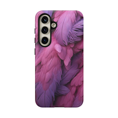 "Rebranding Into A New Badder Bitch" Pink/Purple Feathered Tough Cases