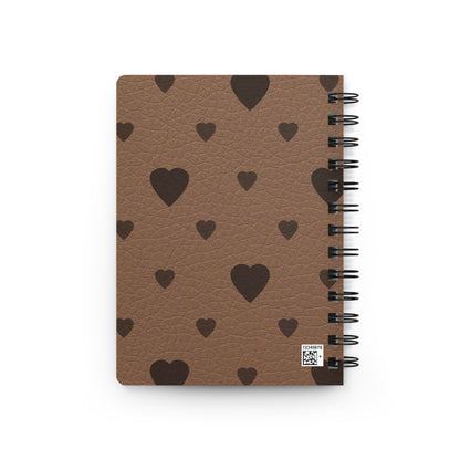 Brown Heart Pattern Spiral Bound Journal - Perfect for Note-taking, Daily Journaling, Gift for Loved Ones, Valentine's Day, Birthday