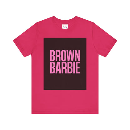 Trendy Unisex Tee - Brown Barbie Graphic T-Shirt for Fashion Lovers, Casual Wear, Gifts for Friends, Birthday, Summer Fun