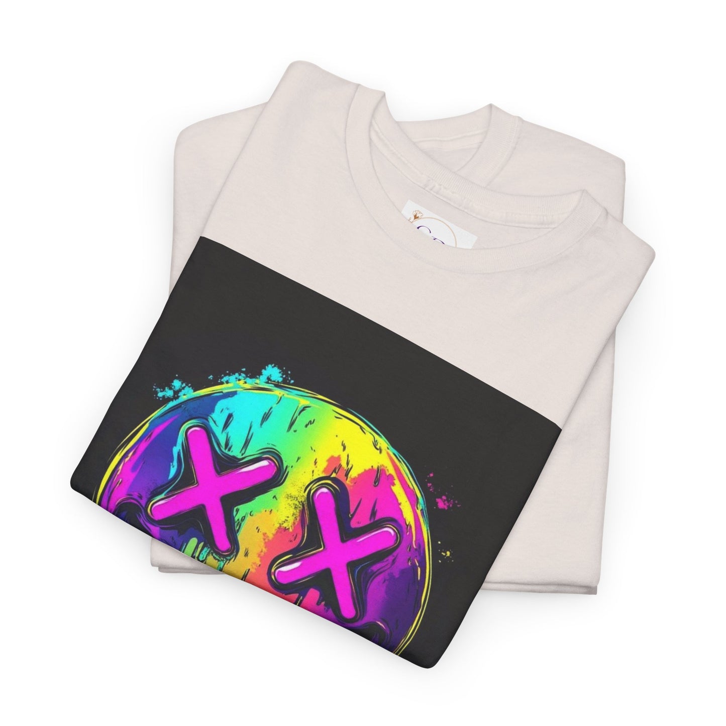 Colorful Graffiti Smiley Face Tee, Casual T-Shirt, Gift for Friends, Streetwear Style, Festival Attire, Fun Graphic Tee