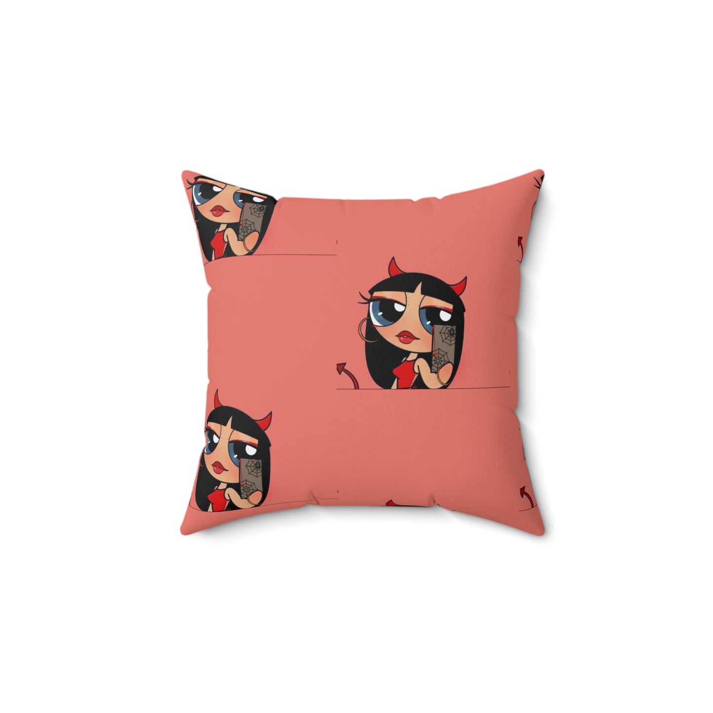 Devilish ImJustAGirl💅🏻🎀🫧~ Faux Suede Square Pillow