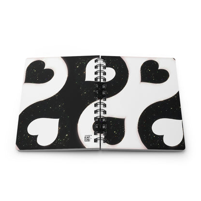 Elegant Black and White Spiral Bound Journal, Heart Design Notebook, Gift for Writers, Creative Journaling, Valentine's Day Gift, Dreams and