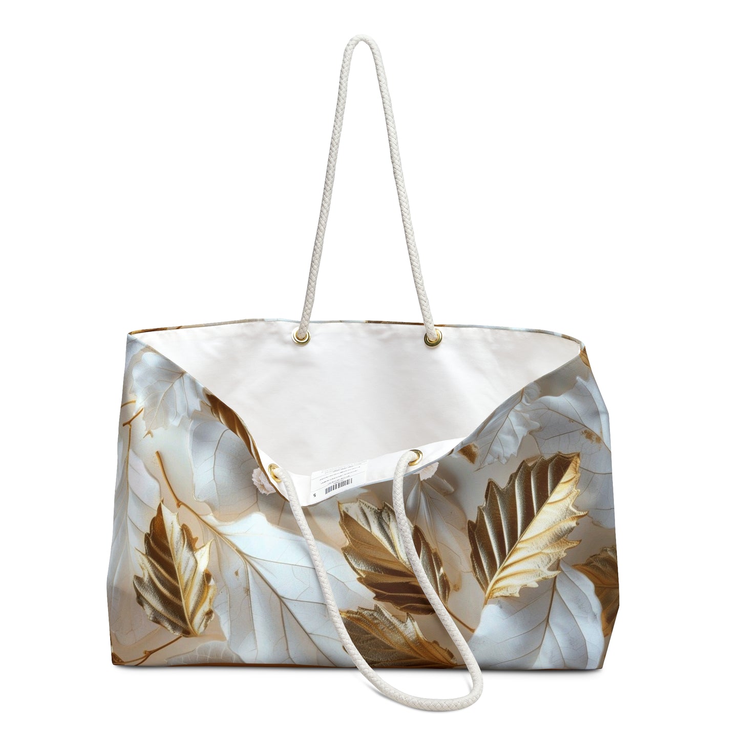Elegant Gold Leaf Weekender Bag, Travel Tote, Beach Bag, Gym Bag, Weekend Escape Bag, Stylish Carryall