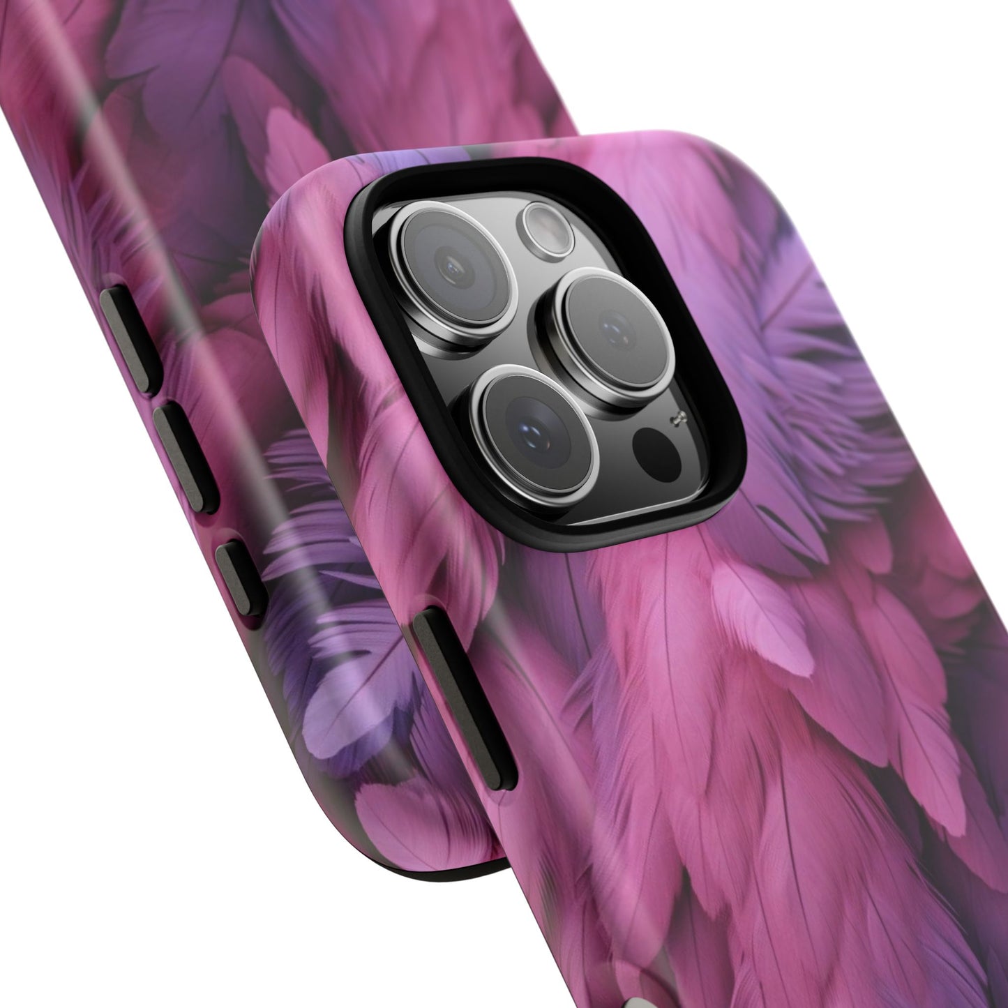"Rebranding Into A New Badder Bitch" Pink/Purple Feathered Tough Cases