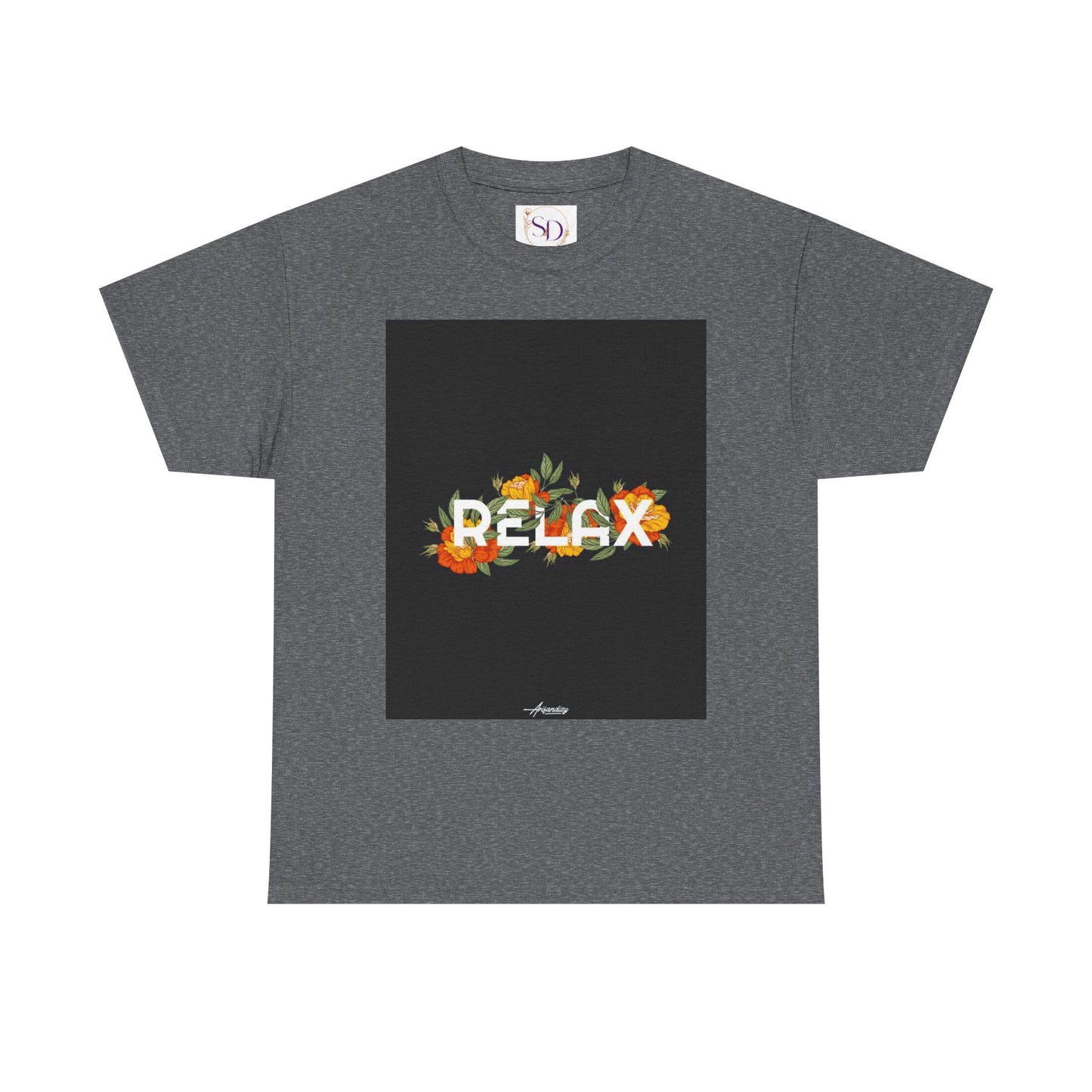 Relax Floral Unisex Heavy Cotton Tee, Casual Wear, Gift for Her, Comfortable T-Shirt, Summer Style, Relaxation Tee, Birthday Gift