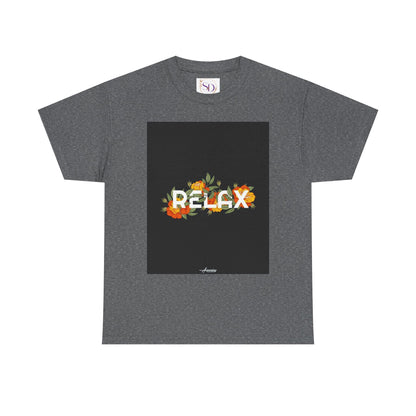 Relax Floral Unisex Heavy Cotton Tee, Casual Wear, Gift for Her, Comfortable T-Shirt, Summer Style, Relaxation Tee, Birthday Gift