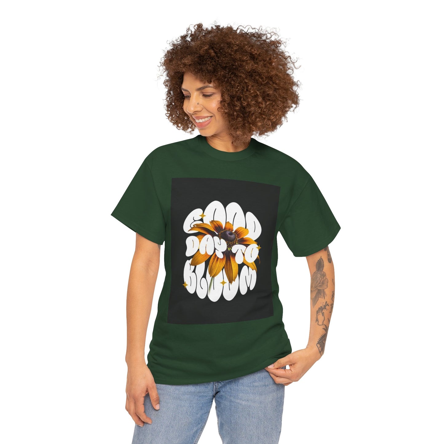 Good Day to Bloom Unisex Heavy Cotton Tee, Floral Graphic Tee, Spring Edition T-Shirt, Casual Gift, Nature Lover Apparel