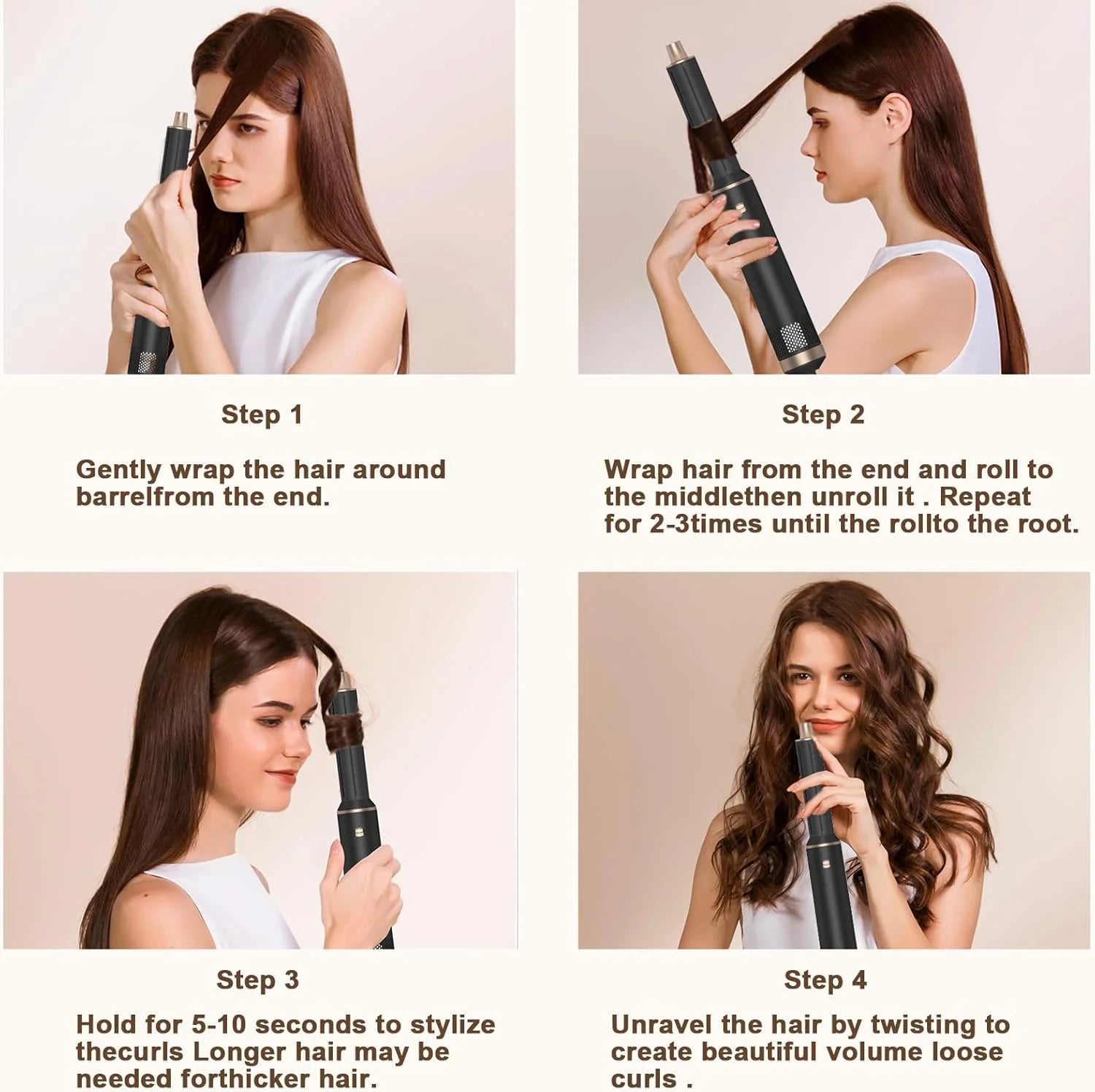 5 in 1 Hair Dryer Brush Hot Air Curling Brush Negative Ion Air Styler，Multi Function Blow Dryer Brush with Curling Wand, Straightening Brush, and Volumizing Hot Air Brush for All Hair Types