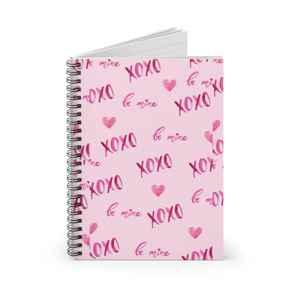 Pink XOXO Spiral Notebook - Ruled Line, Cute Journal Diary for Girls, Back to School Stationery, Love Notes Planner, Writing Pad Organizer
