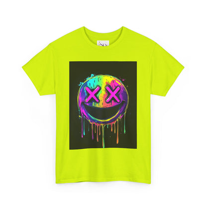 Colorful Graffiti Smiley Face Tee, Casual T-Shirt, Gift for Friends, Streetwear Style, Festival Attire, Fun Graphic Tee