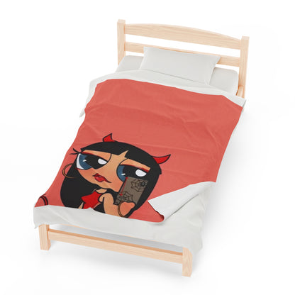 Devilish ImJustAGirl💅🏻🎀🫧~ Velveteen Plush Blanket