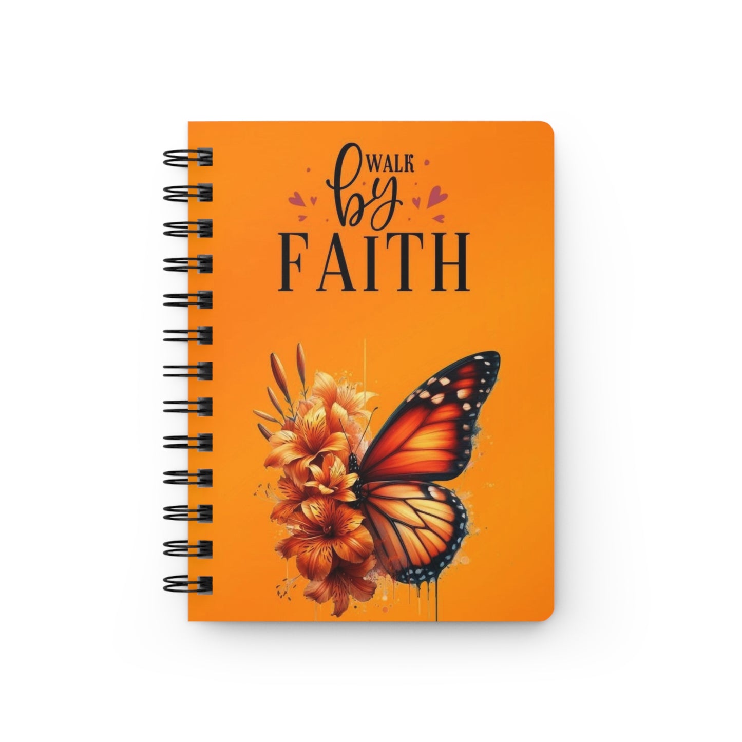 Spiral Bound Journal - "Walk by Faith" Motivational Notebook, Inspirational Gift, Prayer Journal, Christian Devotional, Butterfly Design