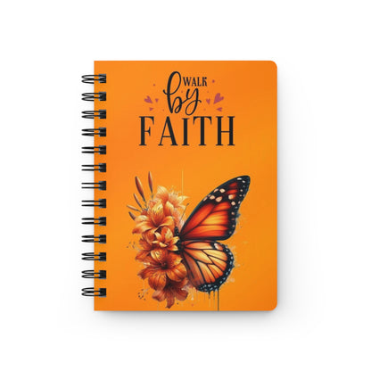 Spiral Bound Journal - "Walk by Faith" Motivational Notebook, Inspirational Gift, Prayer Journal, Christian Devotional, Butterfly Design